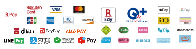 各種クレジットカード、電子マネー、アプリ決済